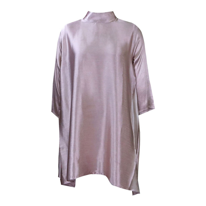 Damen Tunika im eleganten Satin-Look mit hohem Kragen Drune