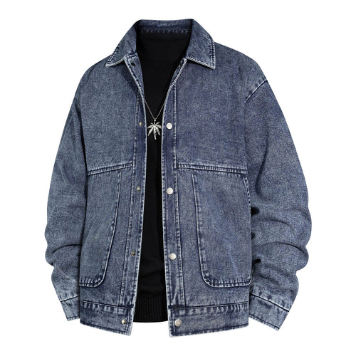 Herren Oversized Jeansjacke mit Stonewash-Effekt und aufgesetzten Taschen Drune