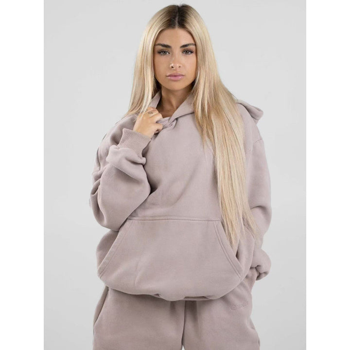 Damen nan oversized Kapuzenpullover mit Kängurutasche und weichem Fleece-Innenfutter Drune