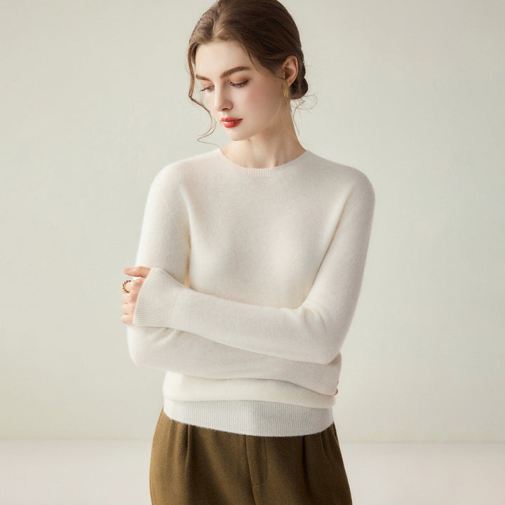 Damen Leichter Rundhalspullover aus Kaschmir‑Look mit extrafeinem Flor und geripptem Saum Drune