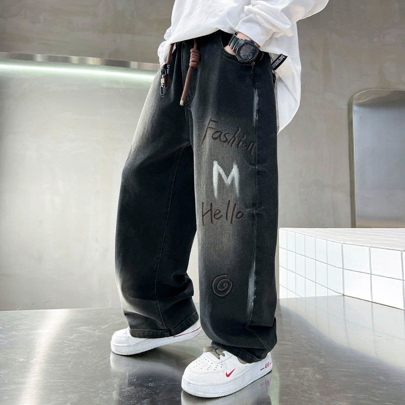 Unisex modische lässige Jeans mit kreativem Druck Drune