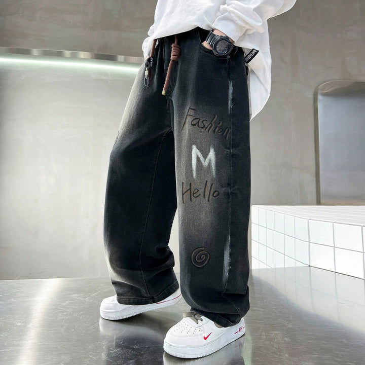 Unisex modische lässige Jeans mit kreativem Druck Drune