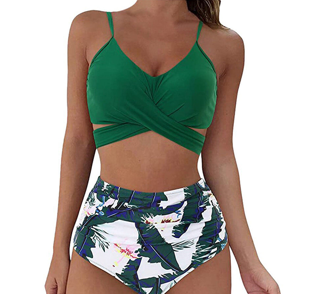 Damen Zweiteilige Bademode mit floralem Muster und Raffung Drune