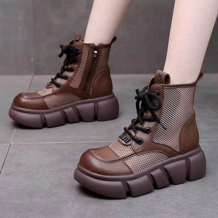 Damen Sportliche High-Top Sneakers mit Luftdurchlässigem Mesh und Chunky Sohle Drune