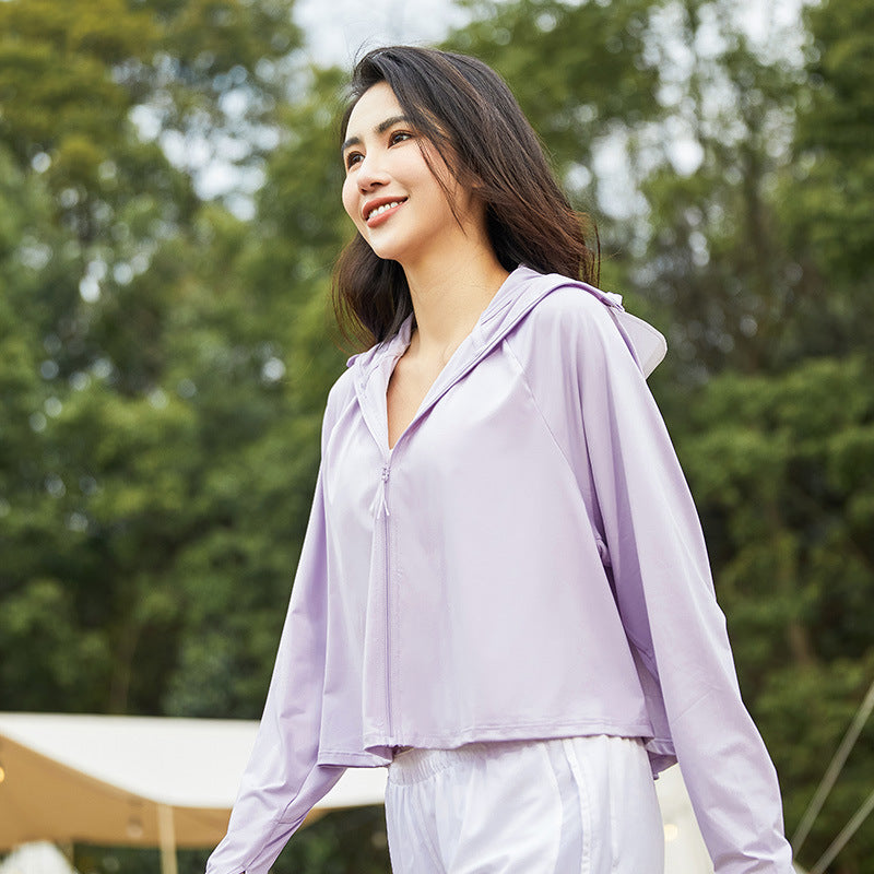 Damen Leichte Kapuzenjacke mit UV-Schutz, atmungsaktivem Stoff und kürzerem Saum Drune