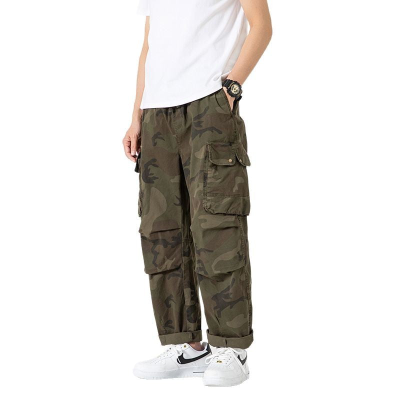 Herren Loose‑Fit Cargohose im Army‑Style mit elastischem Bund, Kordelzug und Multifunktions‑Taschen Drune