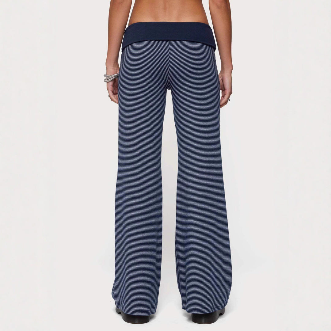 Damen weite Lounge-Hose mit elastischem Bund und maritimem Streifenmuster Drune
