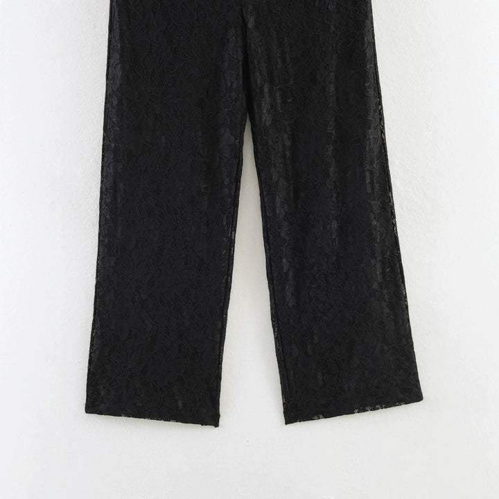 Damen Hochelastische Spitzenhose mit weitem Bein und hoher Taille Drune