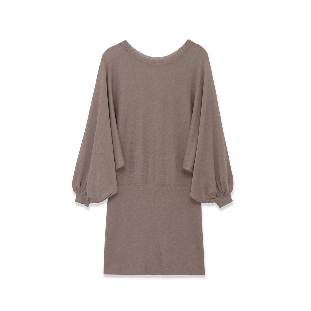Damen Midikleid mit weitem Poncho-Oberteil und Ballonärmeln Drune