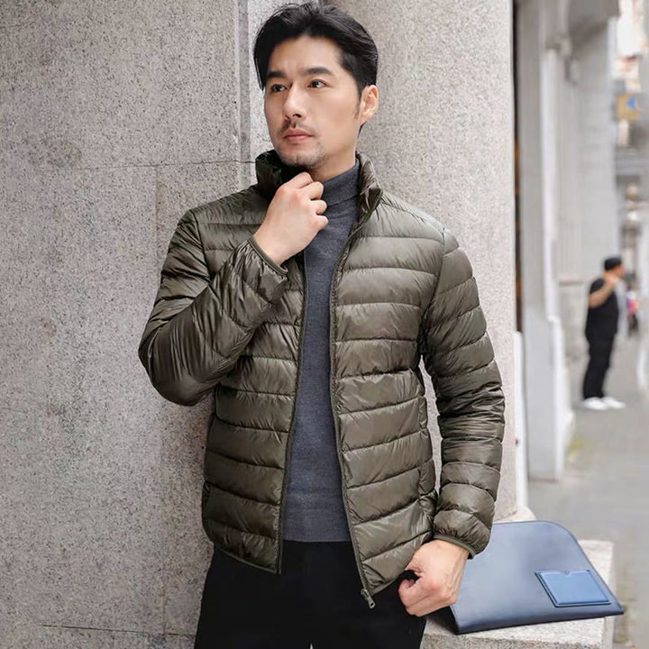 Herren Ultraleichte gesteppte Kapuzenjacke mit windabweisender Hülle und Kompaktpackfunktion Drune