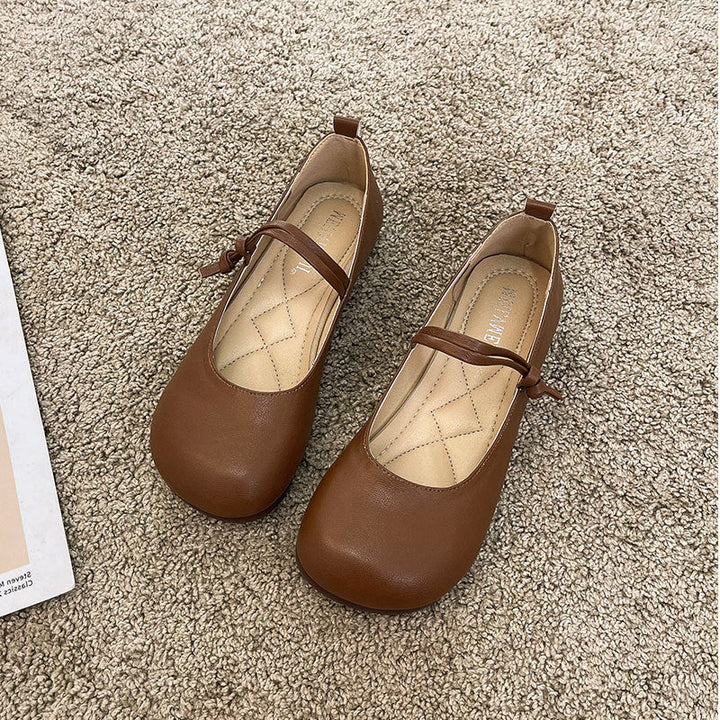 Damen Bequeme und elegante Ballerinas mit verstellbarem Riemen und weicher Innensohle Drune