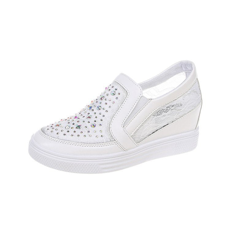 Damen Slip-On Keil-Sneaker mit funkelnden Ziersteinen und elastischen Seiteneinsätzen Drune