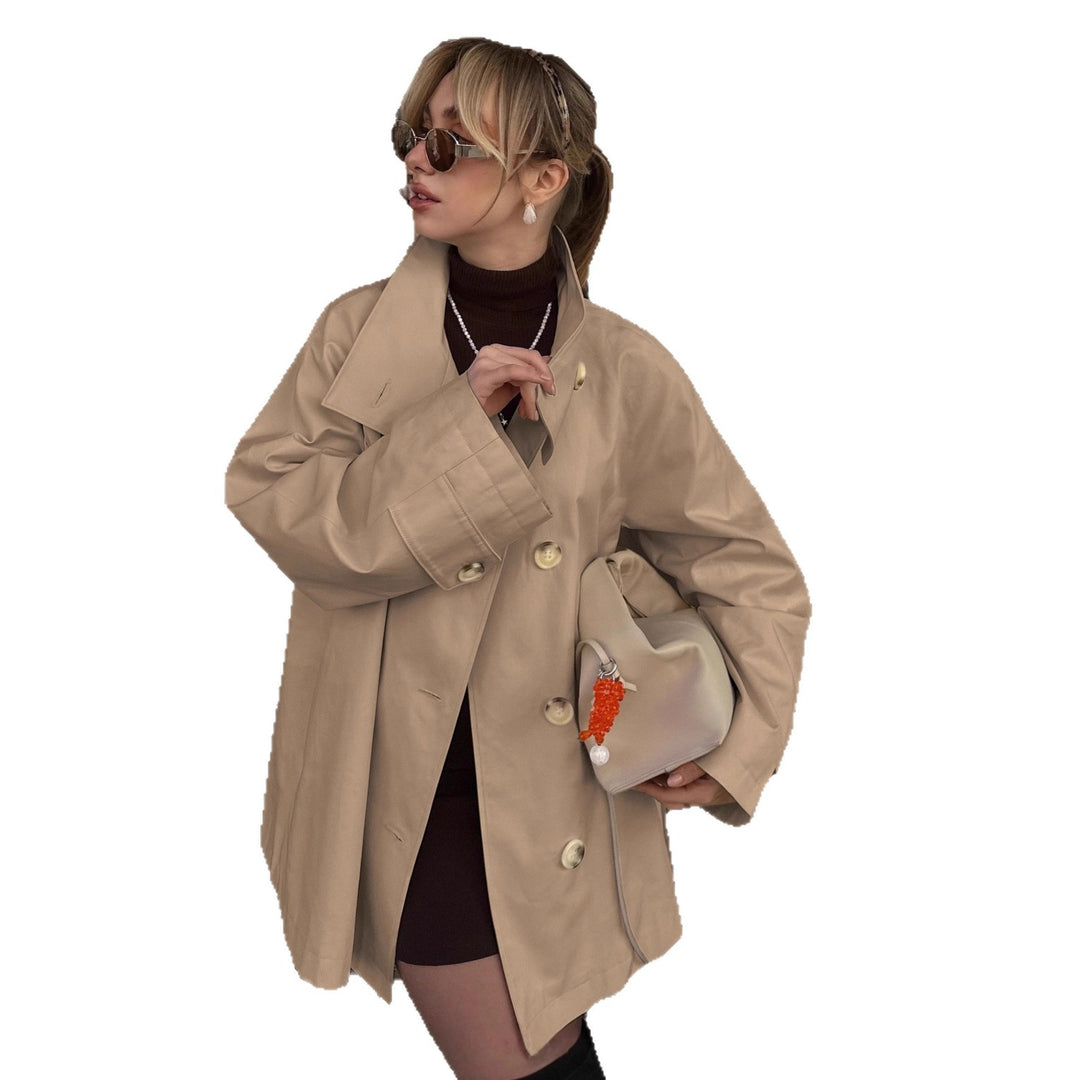 Damen Modischer Oversized-Trenchcoat mit großen Knöpfen Drune