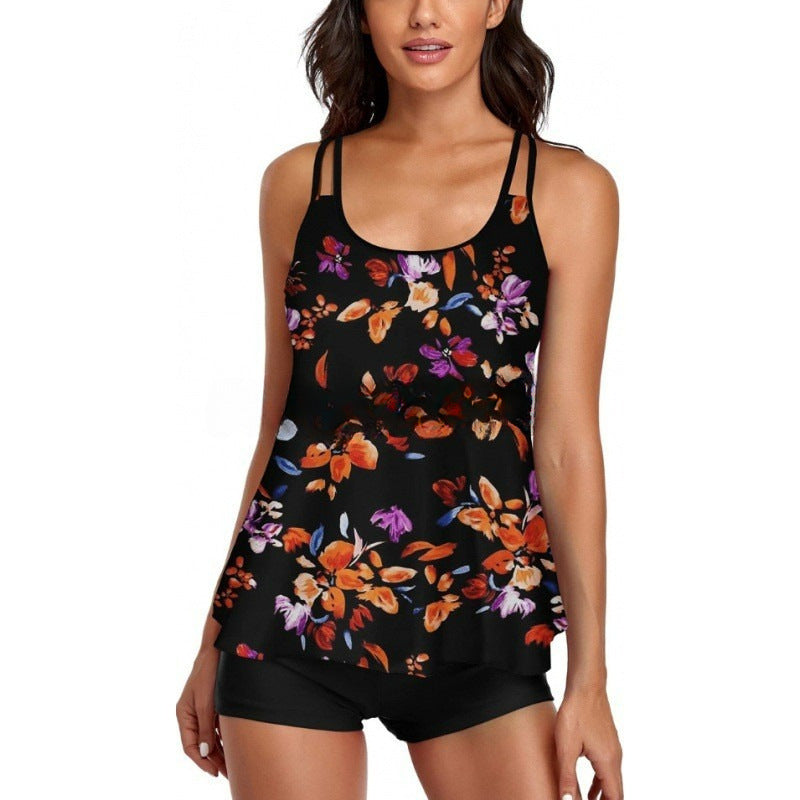 Damen Sportliches Tankini-Set mit bequemem Shorts und verstellbaren Trägern Drune