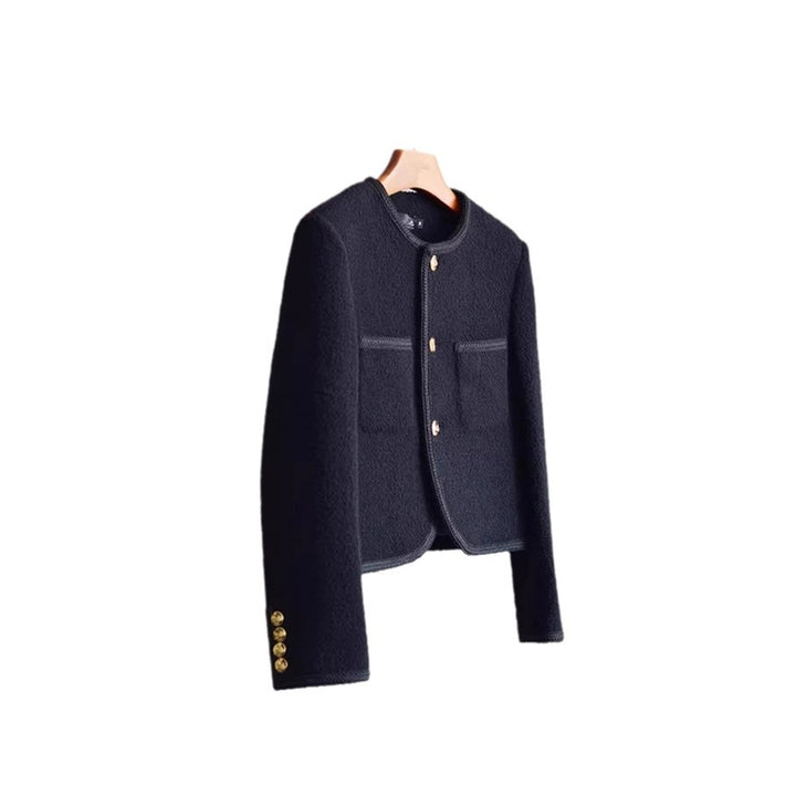 Damen Modische Boucléjacke mit goldenen Knöpfen Drune