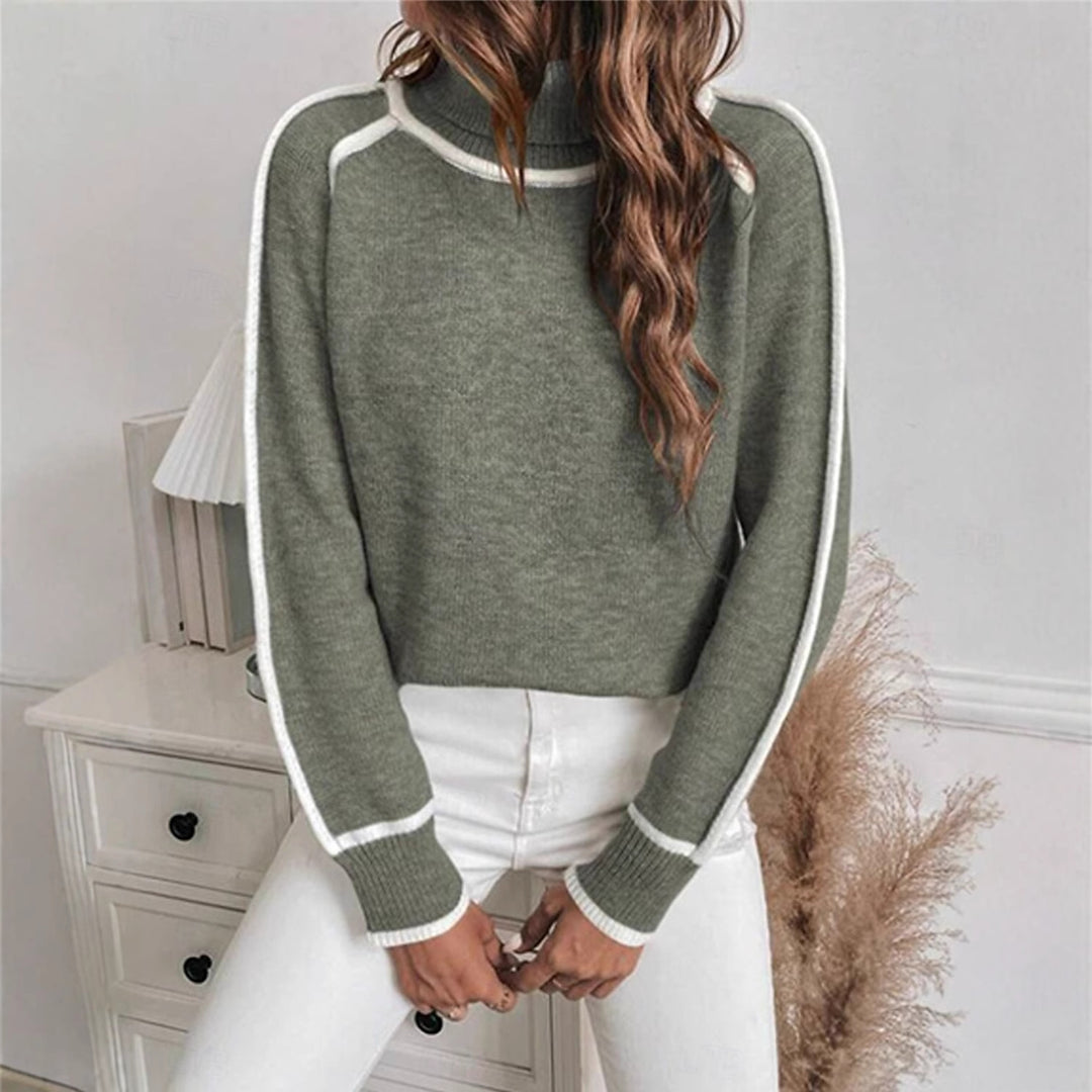 Damen modischer Pullover mit hochgeschlossenem Kragen Drune