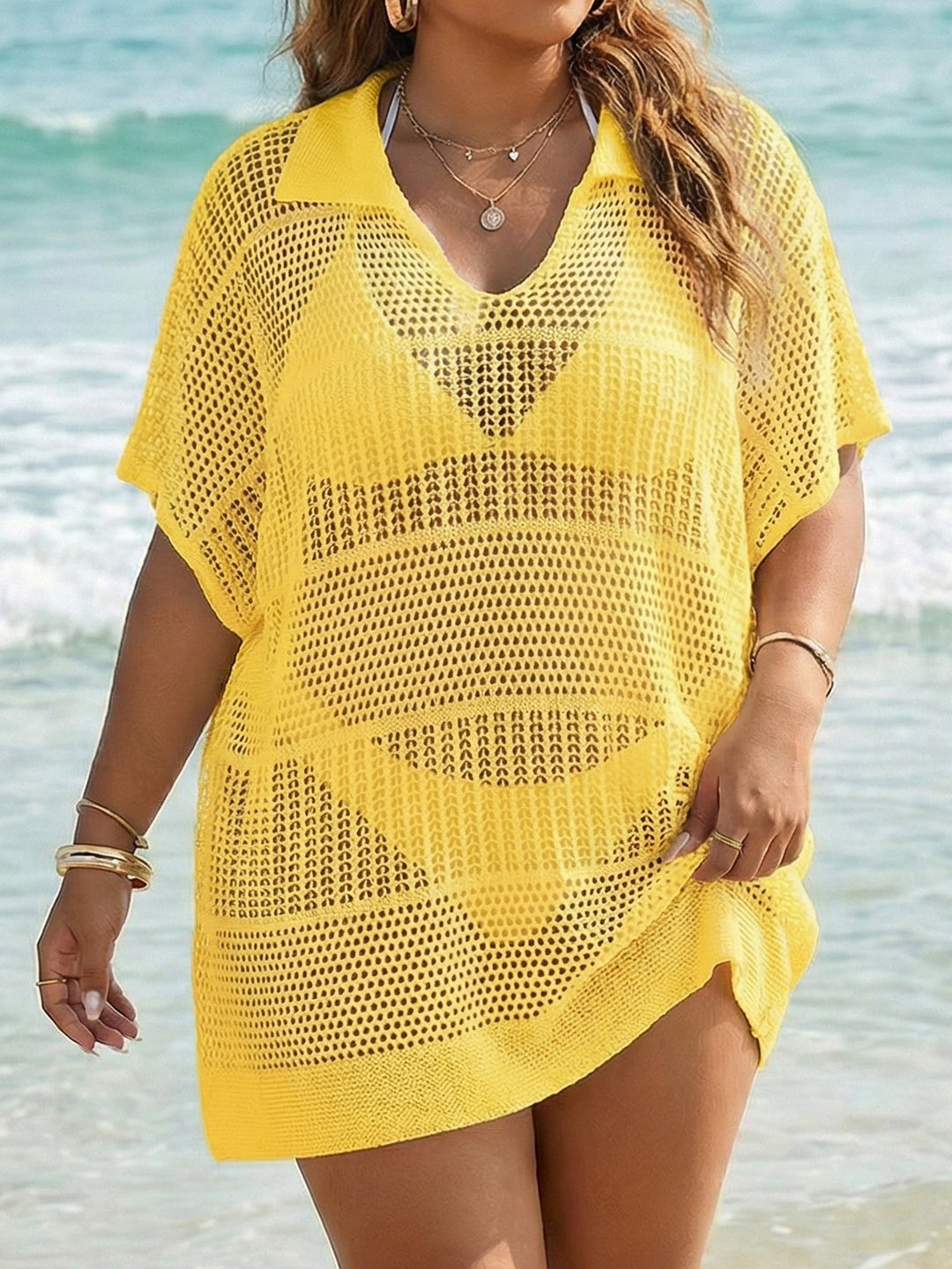 Damen transparentes Häkel-Strandkleid Drune