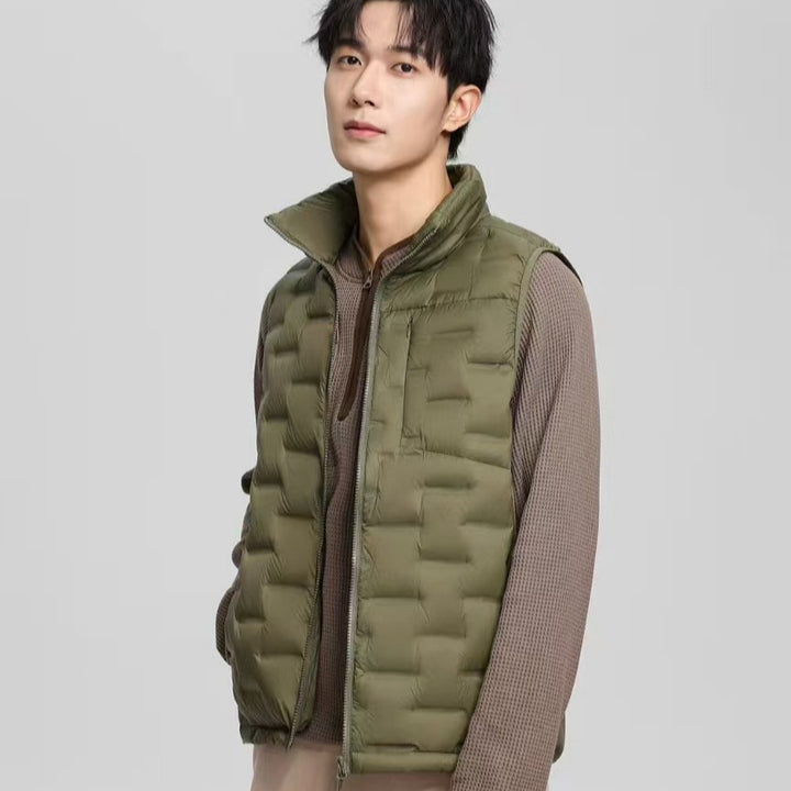 Herren leichte gesteppte Thermo-Daunenjacke mit Stehkragen und Brusttasche Drune