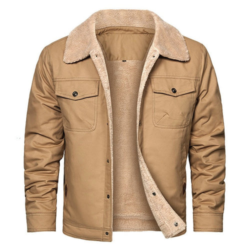 Herren Sherpa-gefütterte Canvas-Truckerjacke mit Thermofutter und Brusttaschen Drune