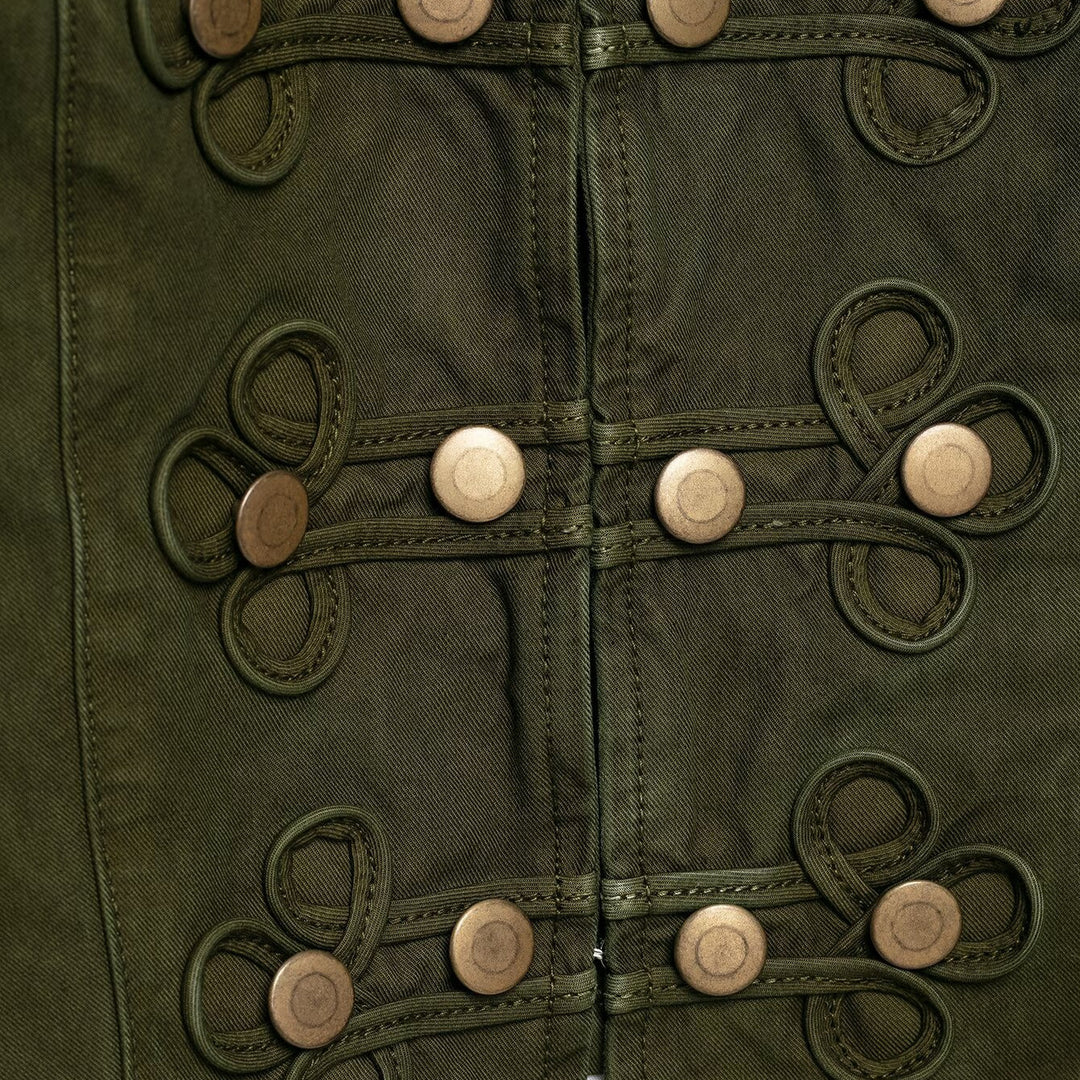 Damen Cropped Husarenjacke mit Zierkordeln und Stehkragen Drune