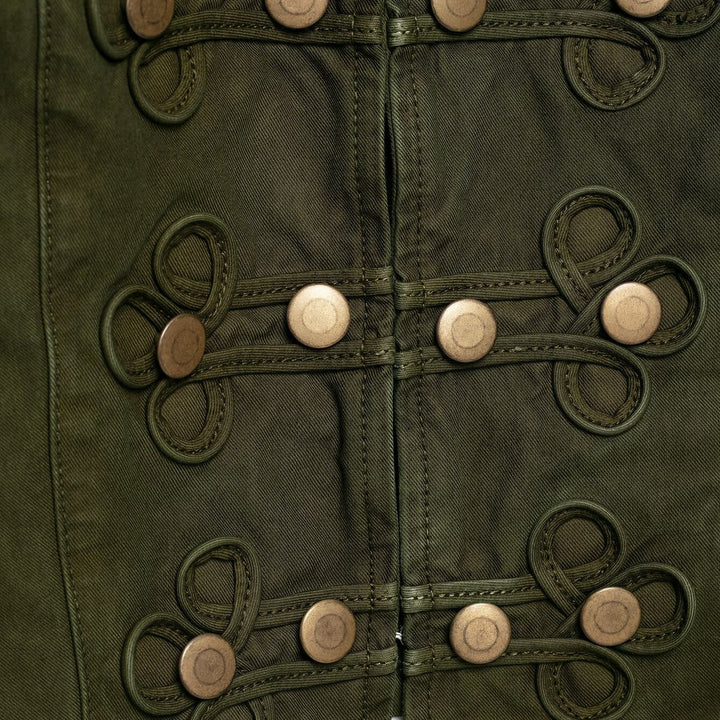 Damen Cropped Husarenjacke mit Zierkordeln und Stehkragen Drune