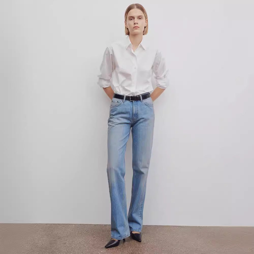 Damen Hoch geschnittene, weite Jeans Drune