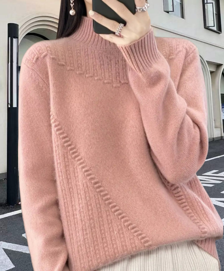 Damen Strickpullover mit elegantem Stehkragen und strukturiertem Design Drune