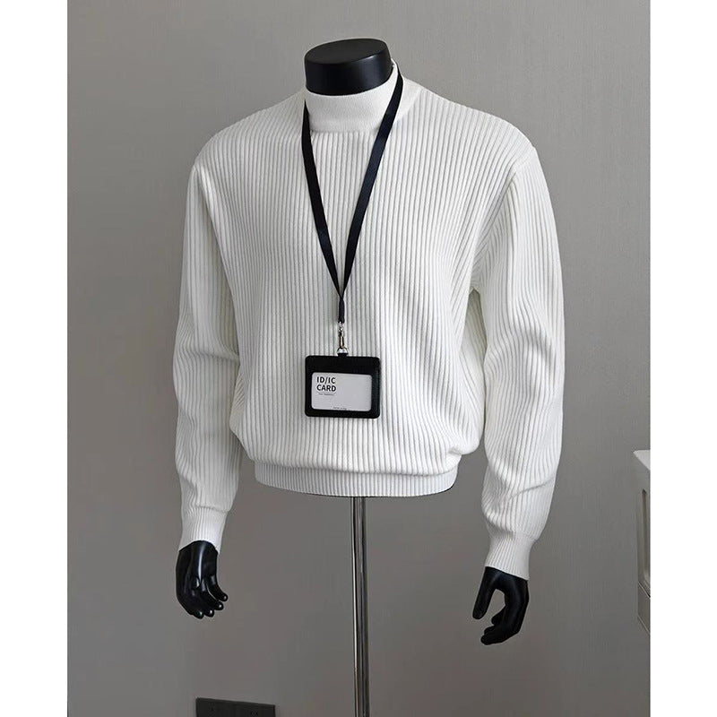 Herren Modischer Grobstrickpullover mit Stehkragen Drune