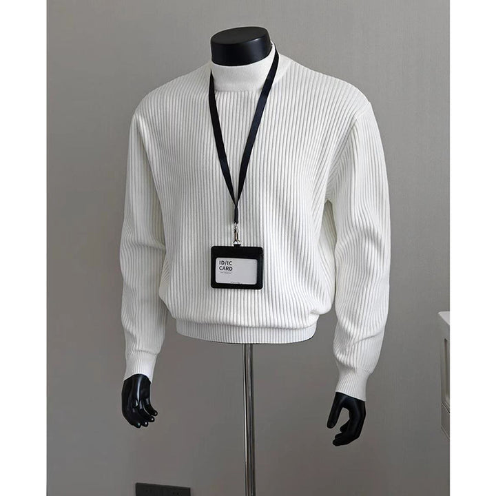 Herren Modischer Grobstrickpullover mit Stehkragen Drune