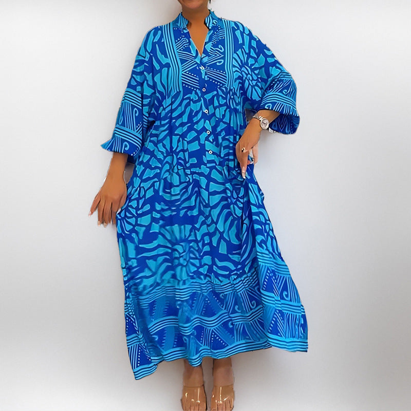 Damen Kaftan Kleid mit modischem Muster Drune