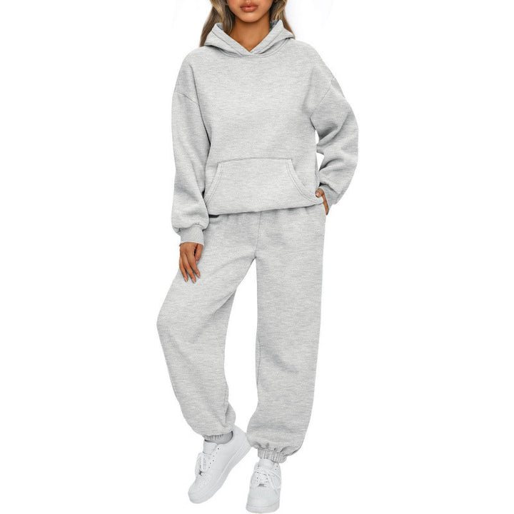 Damen nan Oversize Kapuzenpullover und Fleece Jogginghose Set mit Kängurutasche Drune