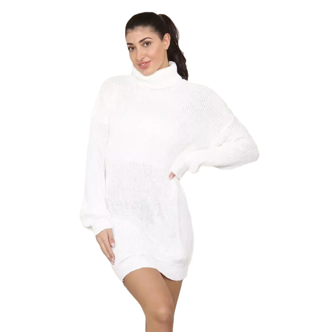 Damen Strickkleid mit hohem Kragen und weitem Schnitt Drune