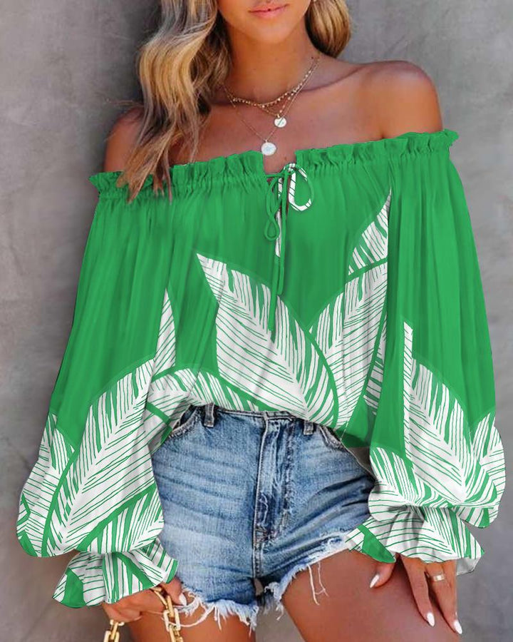 Damen Off-Shoulder Batik Bluse Drune