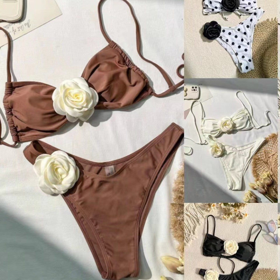 Damen Bikini mit floralem Rüschendetail Drune