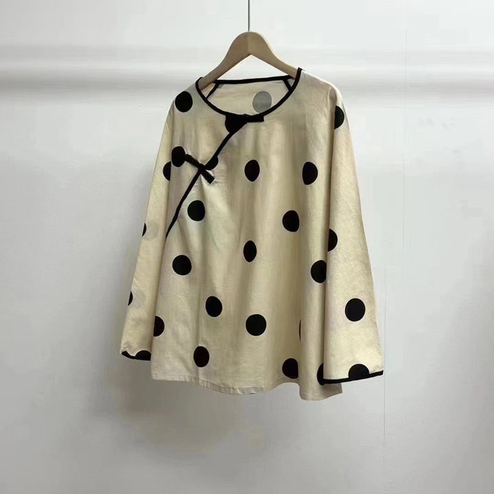 Damen Stylische Polka Dot Tunika Oberteil Drune