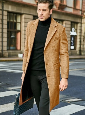 Herren eleganter und moderner Langmantel mit strukturiertem Obermaterial Drune