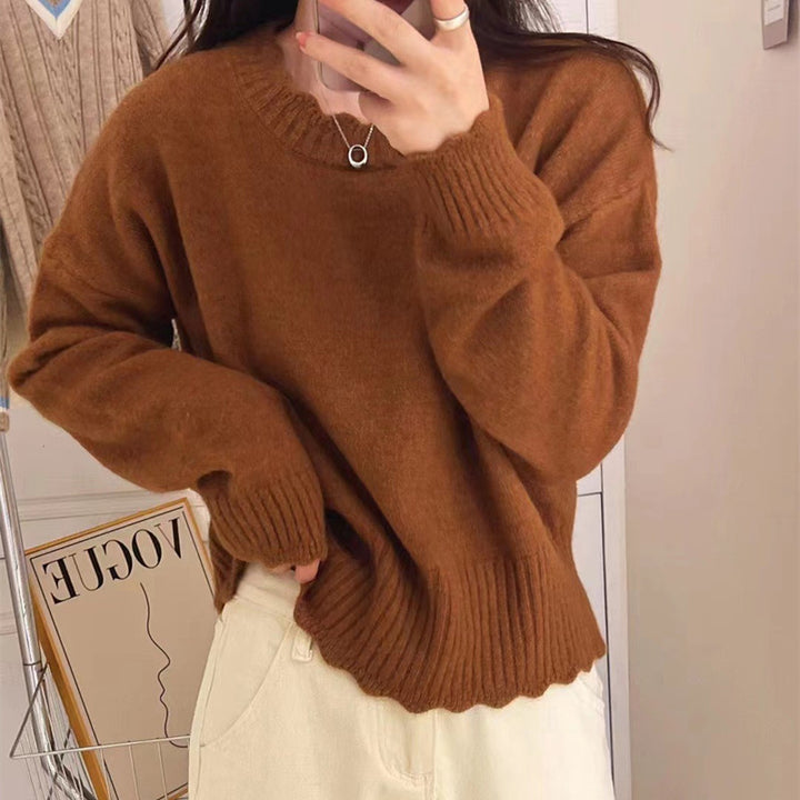 Damen kuscheliger Strickpullover mit lässigem Schnitt und Rippdetails Drune