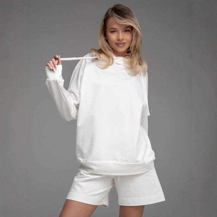 Damen lässiges Oversized Hoodie und Shorts Set Drune