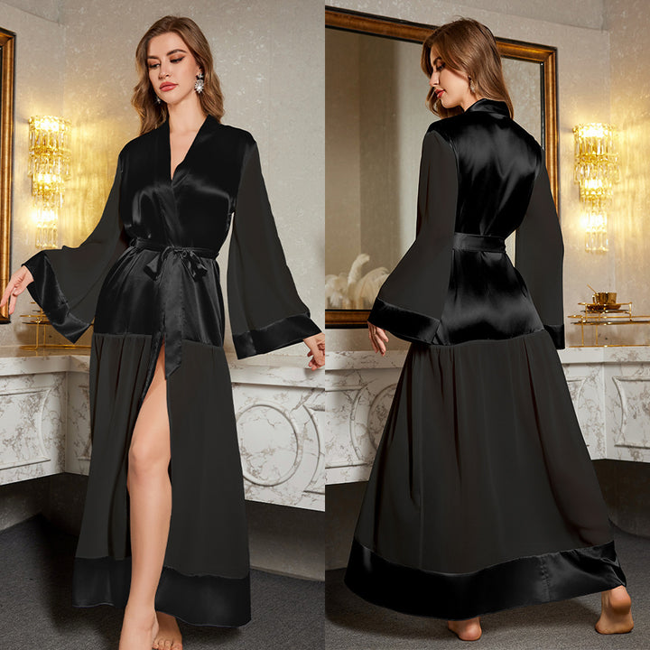 Damen Satin-Kimono-Robe mit elegantem Taillengürtel und fließendem Schnitt Drune