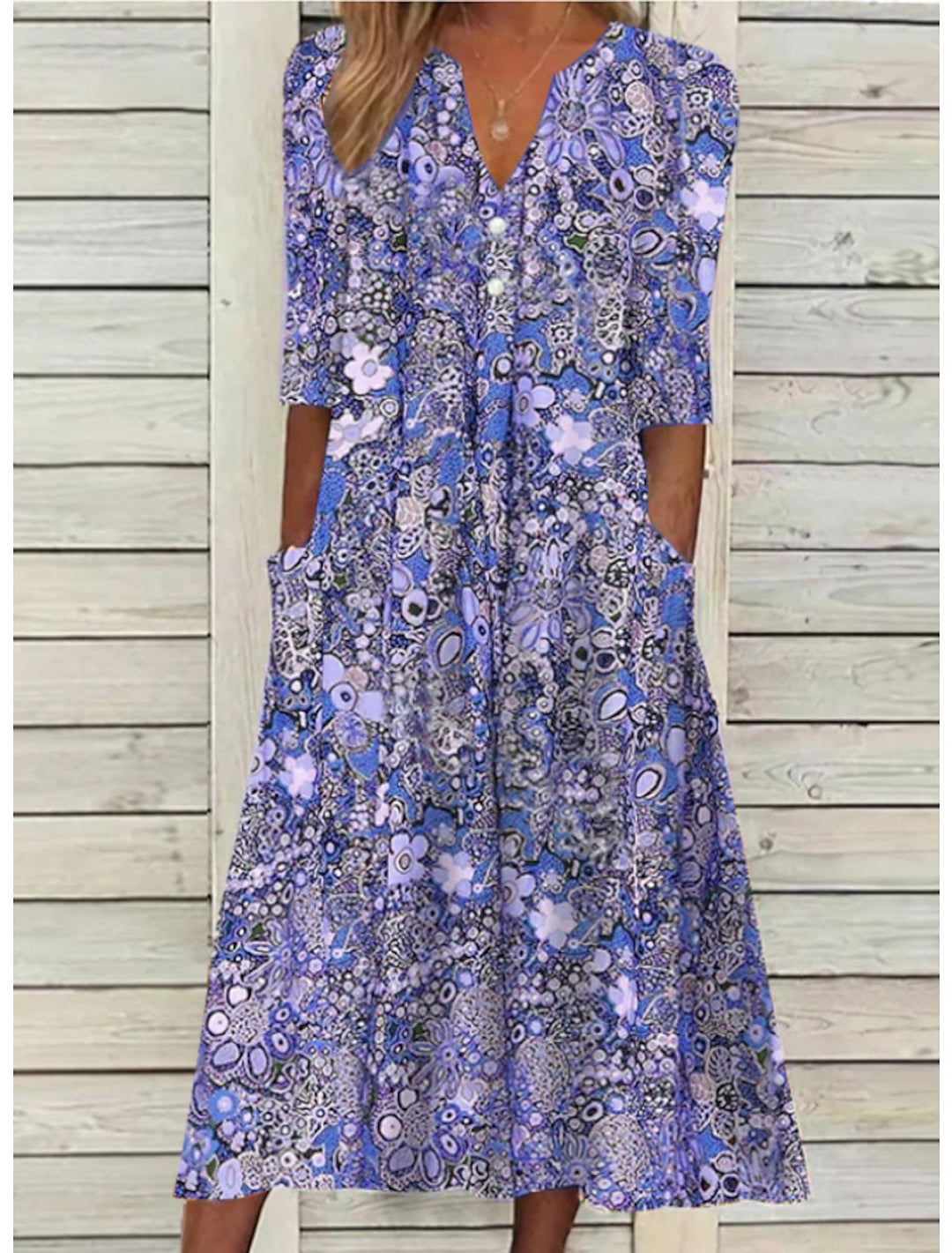 Drune | Blumen Midi Kleid mit Taschen