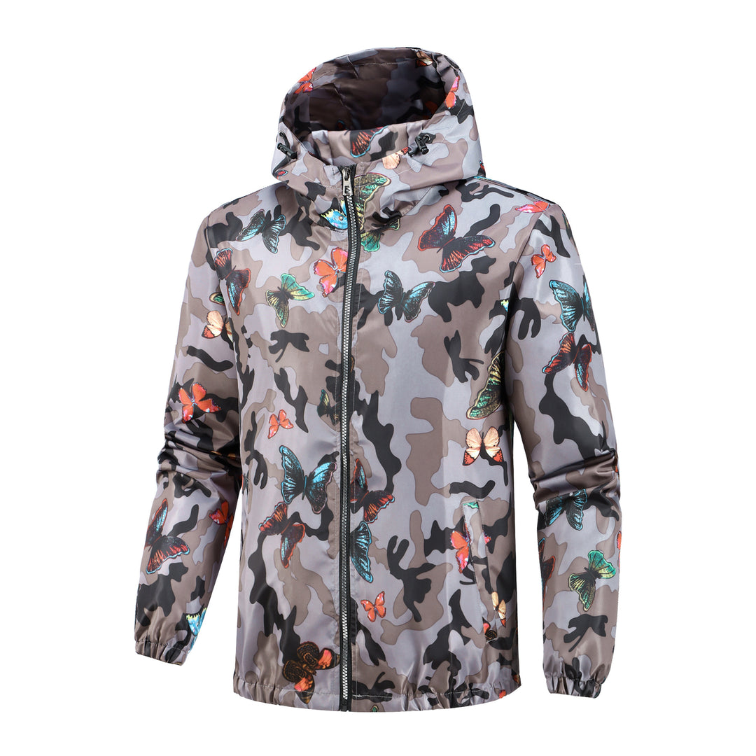 Damen Leichte Camo-Jacke mit buntem Schmetterlingsdruck Drune