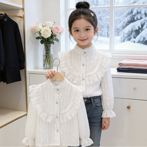Mädchen Bluse mit romantischem Volantkragen Drune