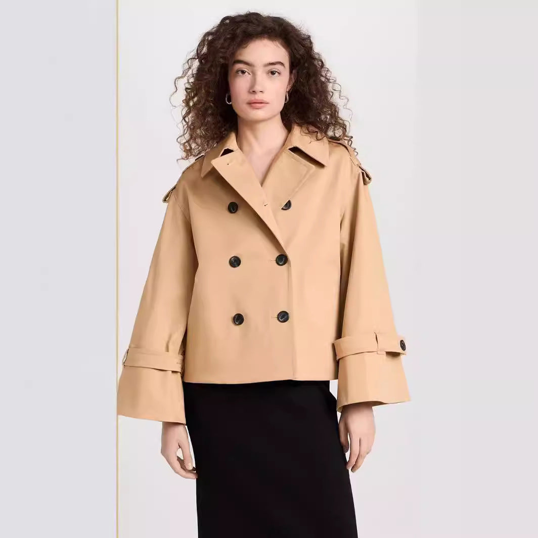 Damen Kurzer Doppelreihiger Trenchcoat im Boxy-Schnitt Drune