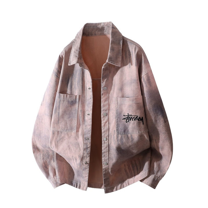 [Herren] Oversize-Hemdjacke mit Allover-Fade-Print, Druckknopfverschluss & aufgesetzten Brusttaschen Drune