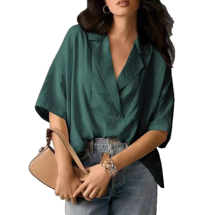 Damen luftige Kurzarmbluse im modernen Oversized-Schnitt Drune