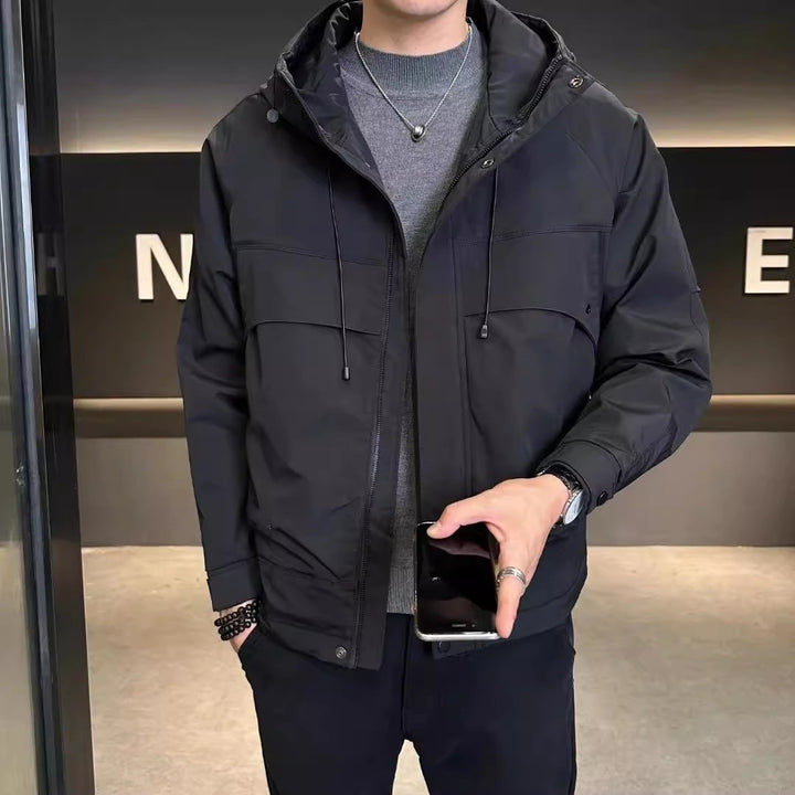 Herren Modische Freizeitjacke mit Kapuze Drune