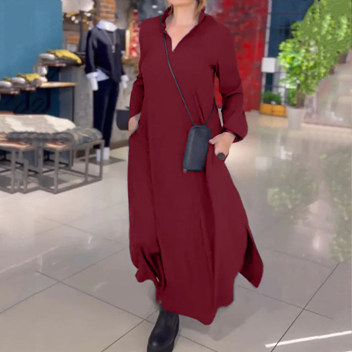 Damen Hemdblusenkleid mit praktischen Taschen und langen Ärmeln Drune