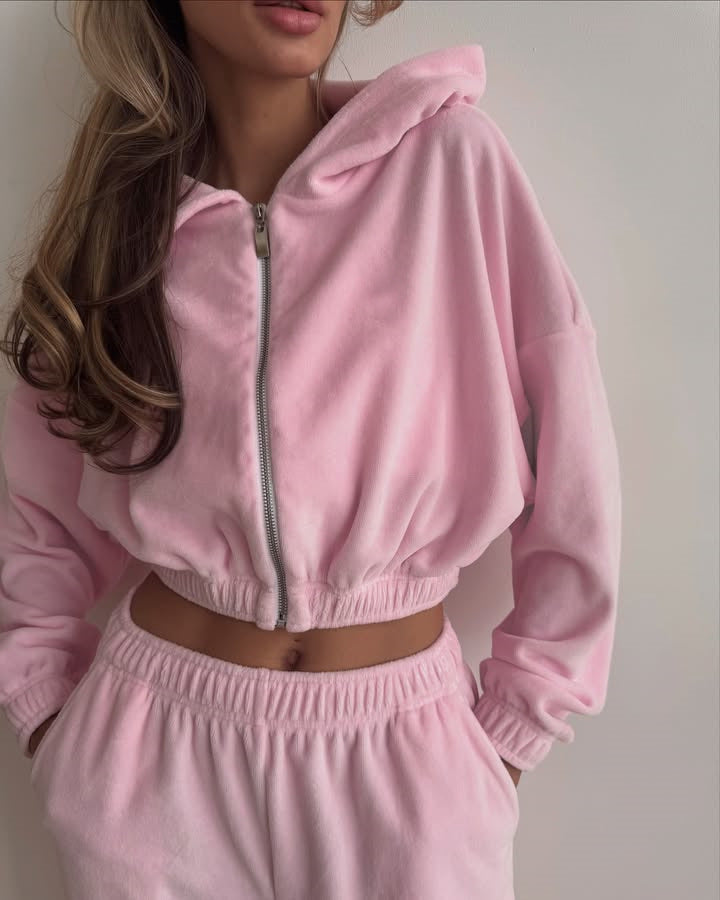 Damen sportlicher Fleece-Overall mit hohem Kragen und elastischem Bund Drune