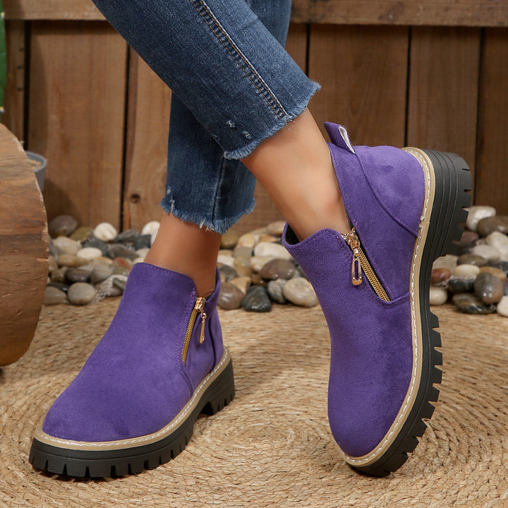 Damen Ankle-Boots mit Profilsohle, seitlichem Reißverschluss und gepolstertem Komfortschaft Drune