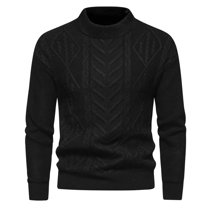 Herren Strukturierter Mockneck-Strickpullover mit Zopf- und Chevron-Muster Drune